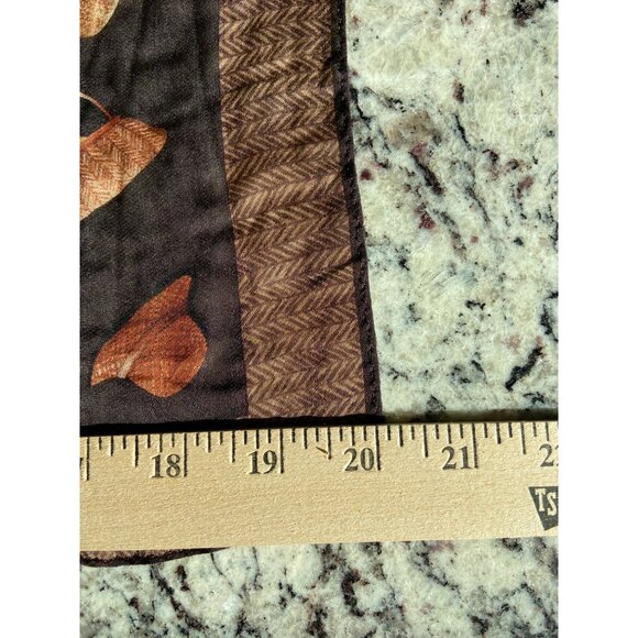 Talbots Womens 100% Silk Brown Black Scarf With Hat Purse Bag Pattern - Picture 3 of 4